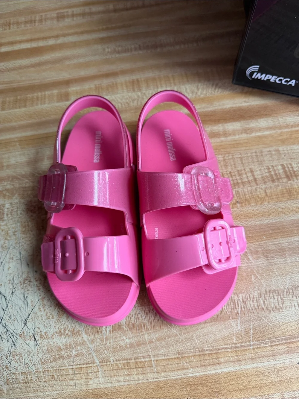 Mini Melissa Hot Pink Jelly Double Buckle Sandals